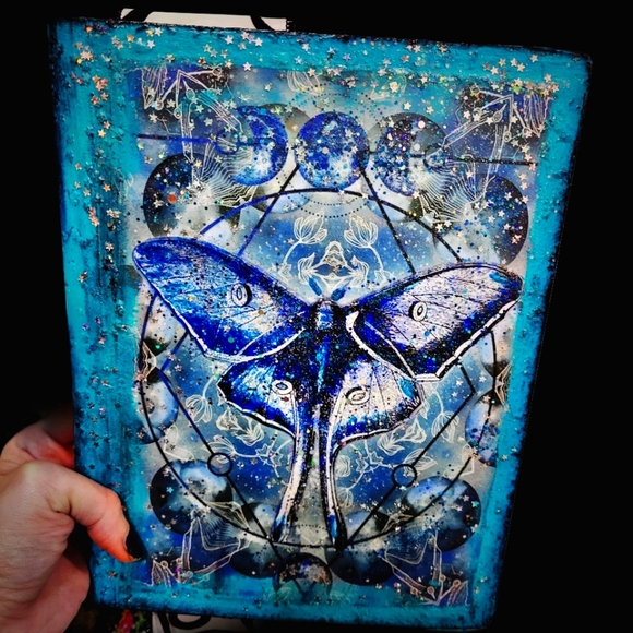 Luna Moth Moon Mandala Composition Style Journal Lined Wide Ruled - Picture 2 of 8